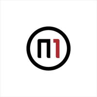logo m1, lettre m avec modèle vectoriel de conception à 1 chiffre.