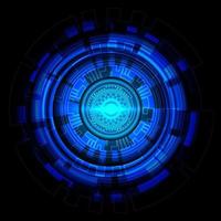 technologie ligne bleue cercle circuit cyber système futuriste énergie puissance en noir design moderne vecteur créatif