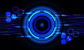 technologie futuriste cercle de lumière bleue circuit puissance énergie géométrique en vecteur de fond noir