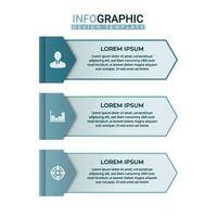 infographie d'étiquette horizontale moderne en éléments de 3 étapes. modèle graphique d'informations commerciales avec des icônes vecteur