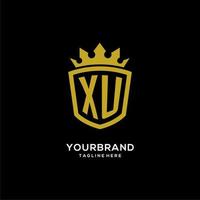 style initial de couronne de bouclier de logo de xu, conception élégante de luxe de logo de monogramme vecteur