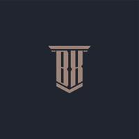 logo monogramme initial bx avec design de style pilier vecteur