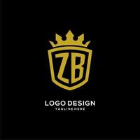 style de couronne de bouclier de logo zb initial, conception de logo monogramme élégant de luxe vecteur