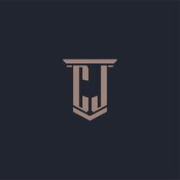 cj logo monogramme initial avec un design de style pilier vecteur