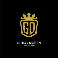 style de couronne de bouclier de logo gd initial, conception de logo monogramme élégant de luxe vecteur