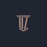 logo monogramme initial uz avec un design de style pilier vecteur