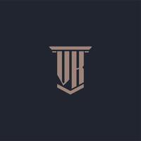 logo monogramme initial vk avec design de style pilier vecteur