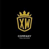 style initial de couronne de bouclier de logo de xw, conception élégante de luxe de logo de monogramme vecteur