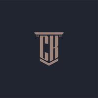 logo monogramme initial ck avec design de style pilier vecteur