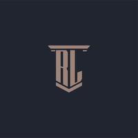 logo monogramme initial rl avec un design de style pilier vecteur