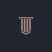 logo monogramme initial ud avec un design de style pilier vecteur