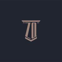 logo monogramme initial zq avec un design de style pilier vecteur
