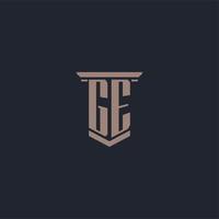 logo monogramme initial ge avec un design de style pilier vecteur