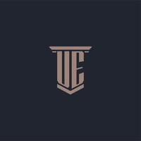 logo monogramme initial ue avec un design de style pilier vecteur