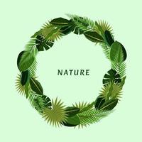 illustration de cadre rond à thème naturel de feuilles assorties vecteur