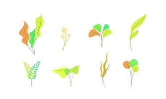 illustration ensemble de design plat de style plante feuillage vecteur