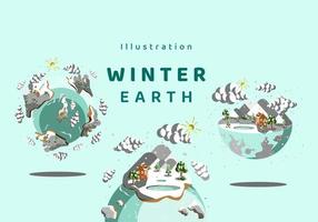 illustration vecteur paysage hiver terre