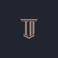 logo monogramme initial id avec un design de style pilier vecteur