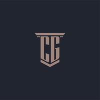 logo monogramme initial cg avec design de style pilier vecteur