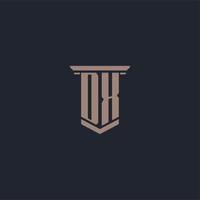 logo monogramme initial dx avec un design de style pilier vecteur