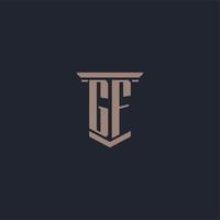 logo monogramme initial gf avec un design de style pilier vecteur