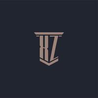 logo monogramme initial xz avec un design de style pilier vecteur