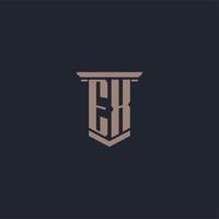 ex logo monogramme initial avec un design de style pilier vecteur