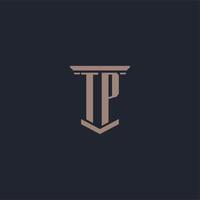 logo monogramme initial tp avec un design de style pilier vecteur