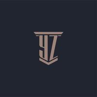 logo monogramme initial yz avec design de style pilier vecteur