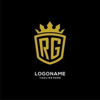 style de couronne de bouclier de logo rg initial, conception de logo monogramme élégant de luxe vecteur
