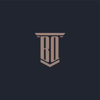 logo monogramme initial bq avec un design de style pilier vecteur