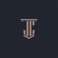 logo monogramme initial jc avec design de style pilier vecteur