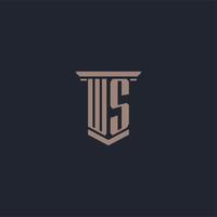 ws logo monogramme initial avec un design de style pilier vecteur