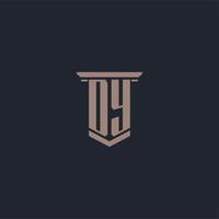 logo monogramme initial dy avec un design de style pilier vecteur