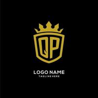 style initial de couronne de bouclier de logo de qp, conception élégante de logo de monogramme de luxe vecteur