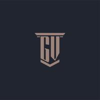 logo monogramme initial gv avec un design de style pilier vecteur
