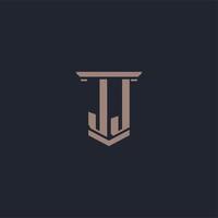 logo monogramme initial jj avec un design de style pilier vecteur