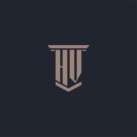 logo monogramme initial hv avec design de style pilier vecteur