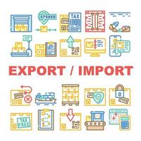 vecteur d'icônes de transport d'exportation et d'importation