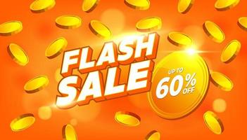 promotion de modèle de bannière de remise de vente flash. offre spéciale vente flash 60% de réduction. vecteur