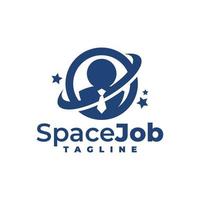 illustration d'une planète et d'un employé. modèle de logo pour une entreprise de recherche d'emploi. vecteur