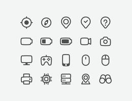 jeu d'icônes vectorielles de l'interface utilisateur. conception de vecteur d'icône de style linéaire isolé.