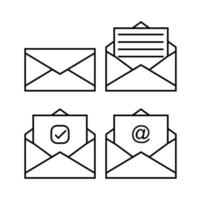 contour blanc enveloppe icon set illustration design. vecteur modifiable en eps10. ressource graphique d'élément de base
