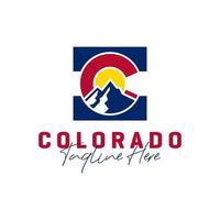 logo d'illustration de montagne du colorado avec la lettre c vecteur