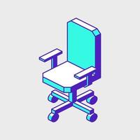 illustration d'icône vectorielle isométrique de chaise de travail de bureau vecteur