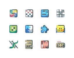 jeux d'icônes de jeux de société avec des icônes vectorielles de puzzle et de dames vecteur