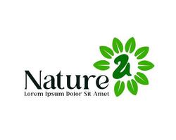 logo naturel bio avec lettre a et feuilles circulaires. lettre a feuilles logo vecteur