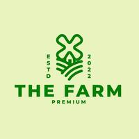 logo de ferme simple et minimal avec moulin à vent. logo de la ferme vecteur