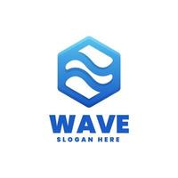 logo wave, style coloré dégradé vecteur