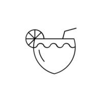 boisson à la noix de coco, modèle de logo d'illustration vectorielle d'icône de ligne mince de jus. adapté à de nombreuses fins. vecteur